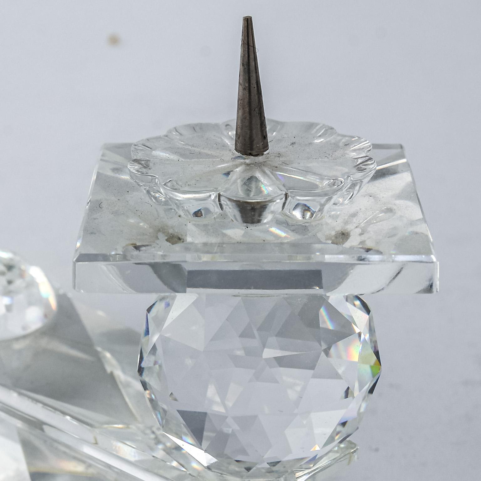 Pair of Swarovski Crystal Two-Tier Pin Candleholders For Sale 2