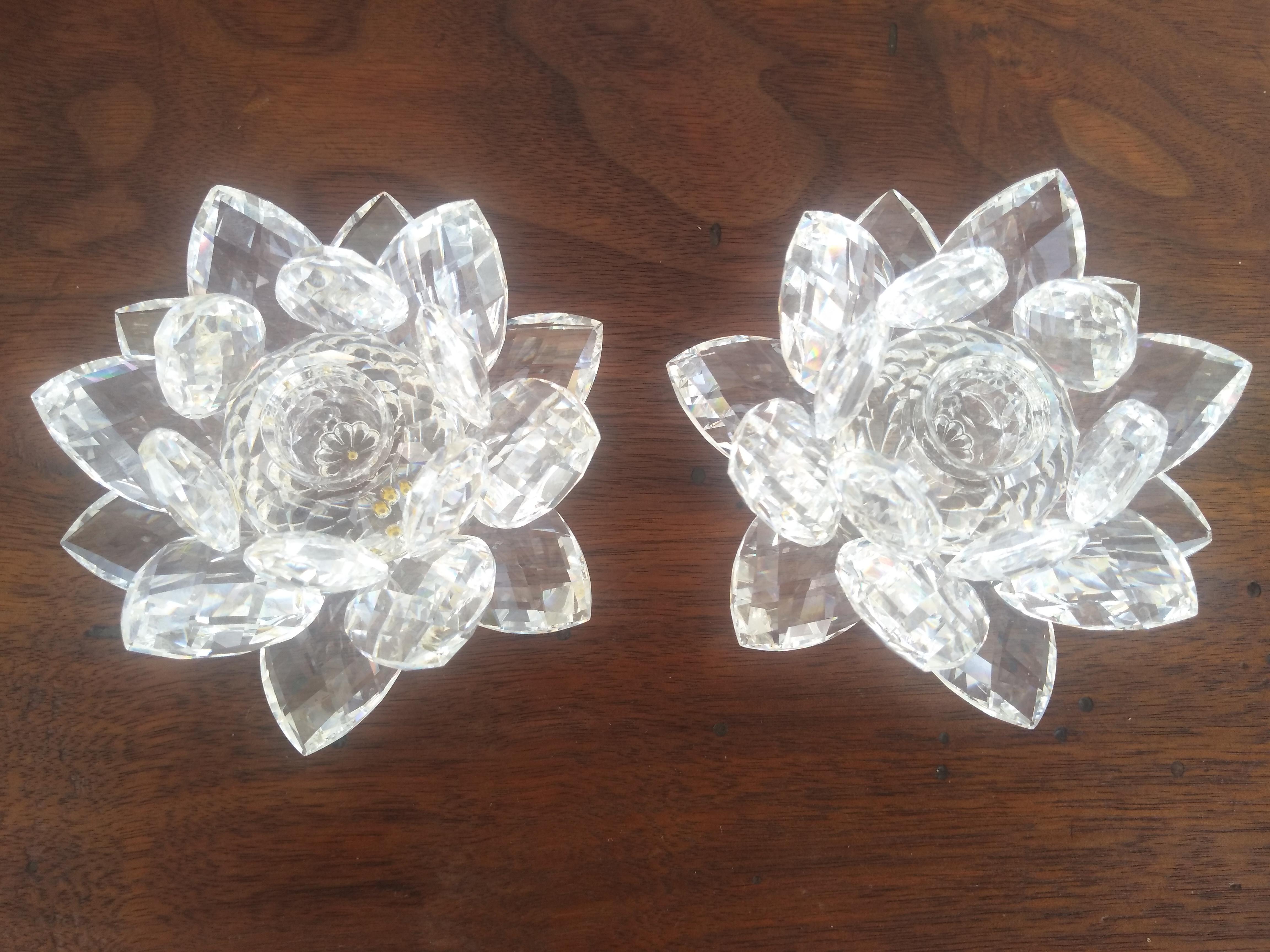 XX secolo Coppia di portacandele in cristallo Swarovski con scatola in vendita
