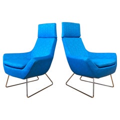 Pair of Swedes "Happy" Lounge Chairs in a Electric Blue by Roger Persson