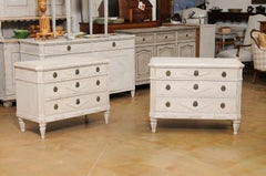Pair of Swedish 1890s Painted Wood Gustavian Style Three-Drawer Chests