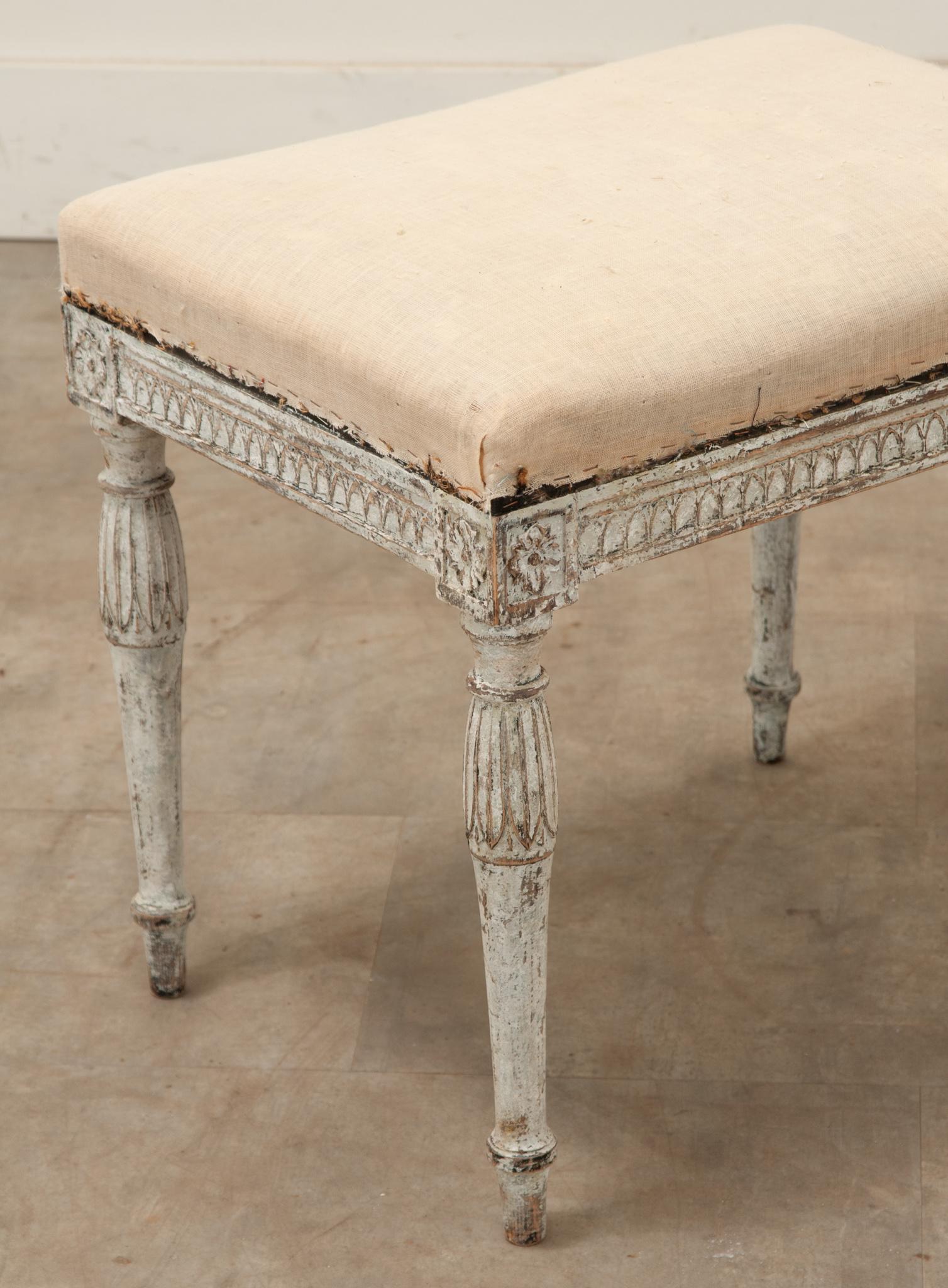 Pair of Swedish 18th Century Louis XVI Style Bench-stools For Sale 2