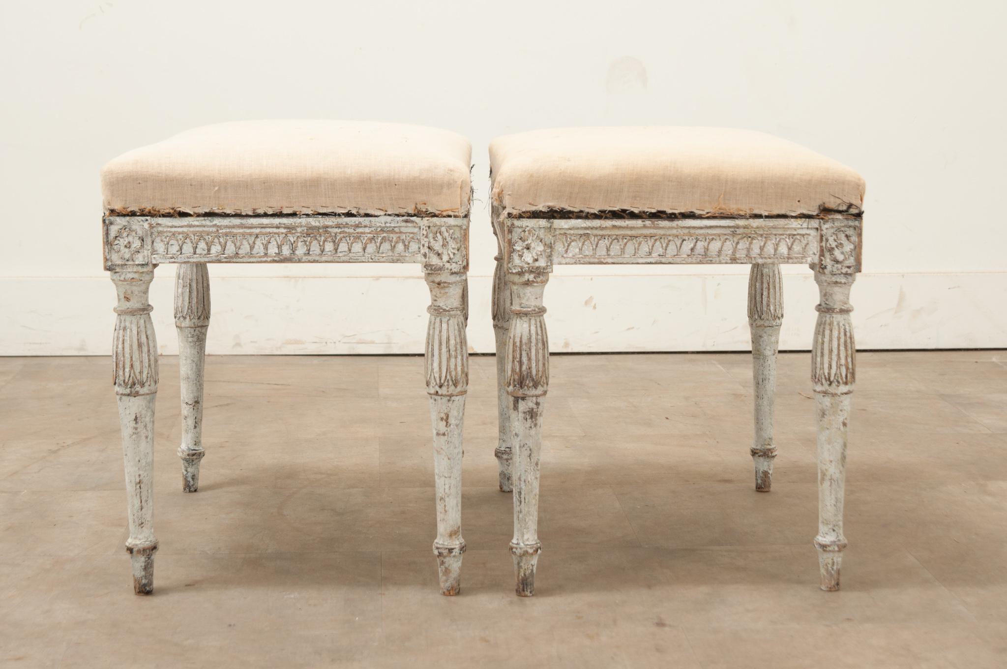Pair of Swedish 18th Century Louis XVI Style Benches For Sale 3