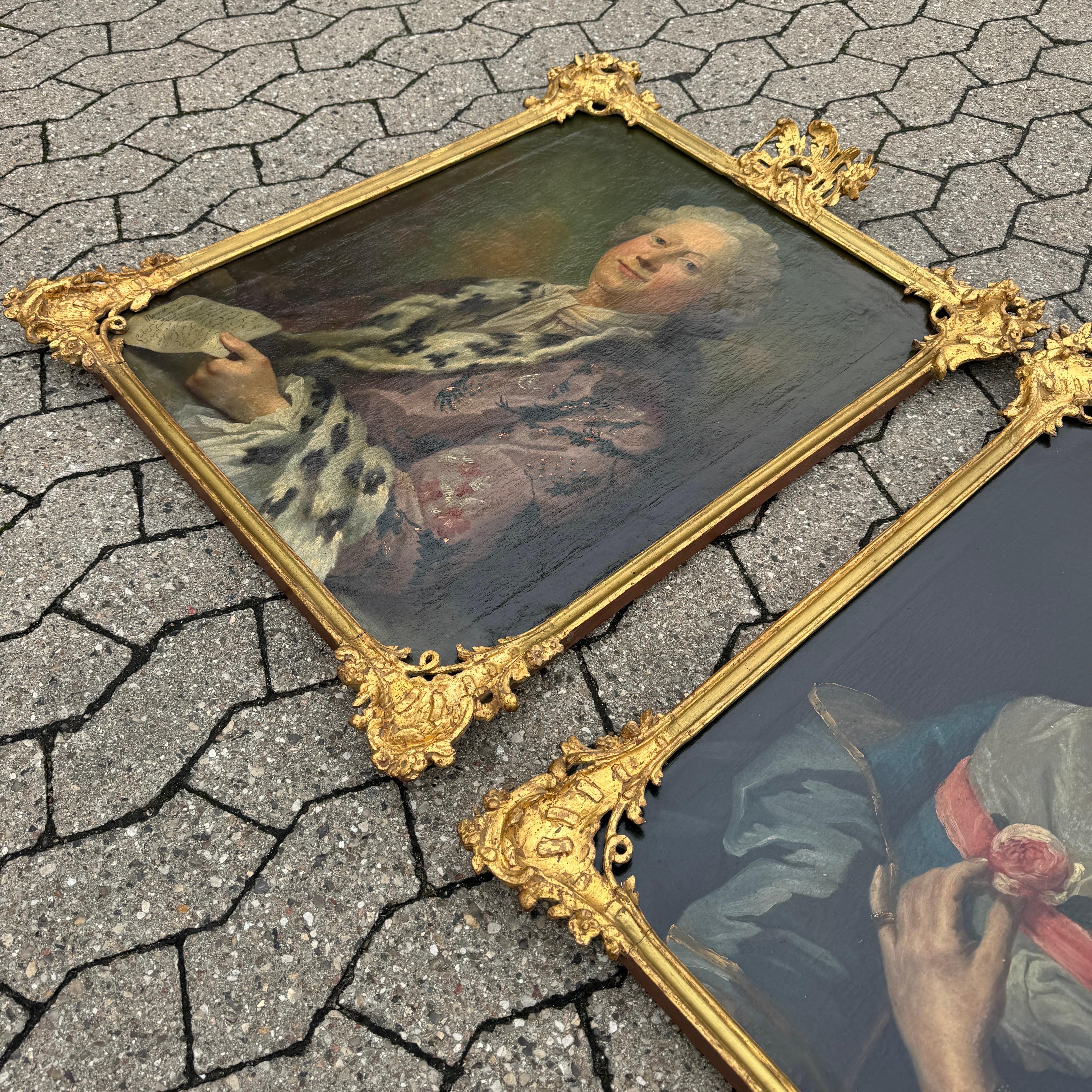 Coppia di ritratti ad olio rococò svedesi del XVIII secolo in vendita 6