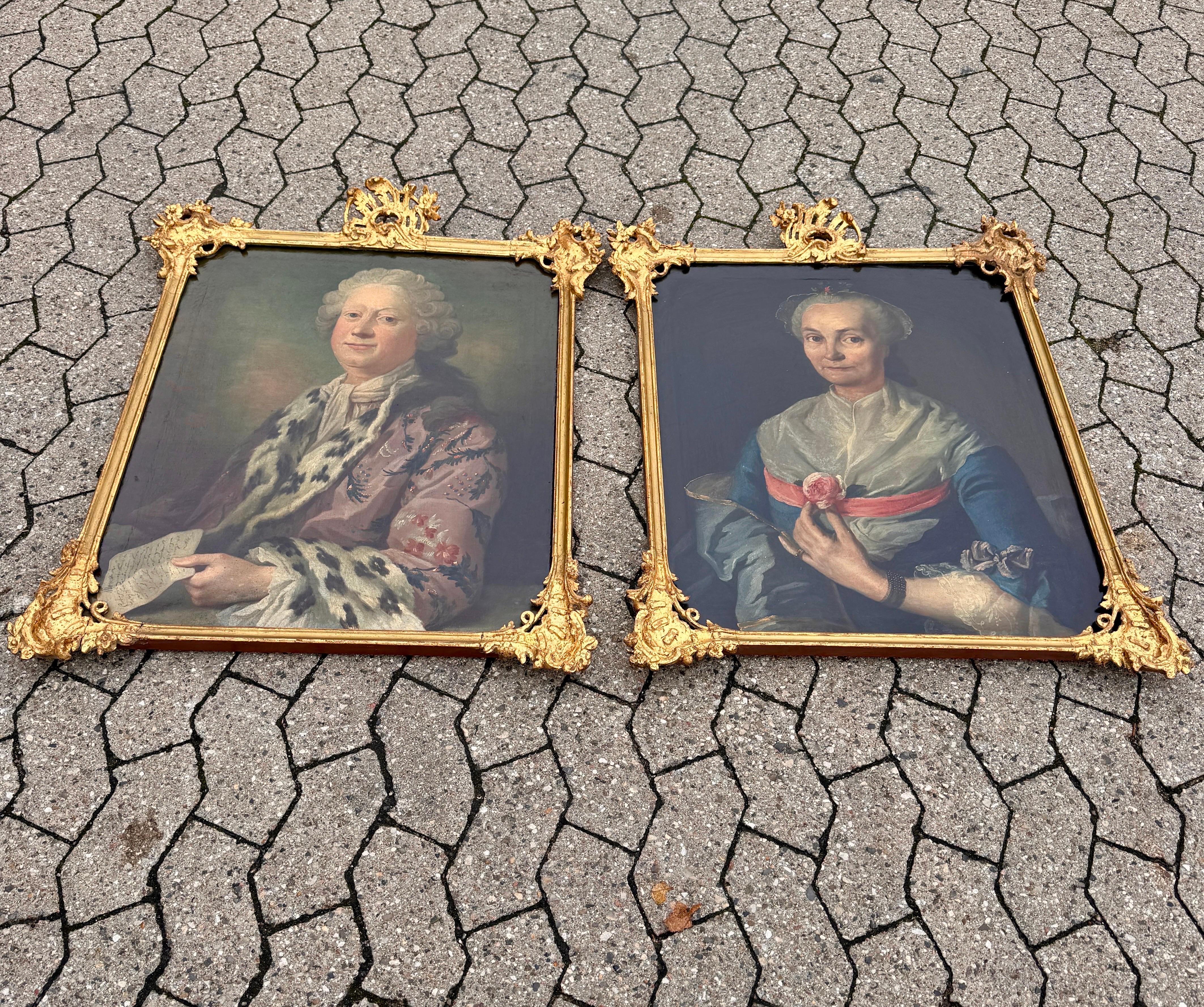 Coppia di ritratti ad olio rococò svedesi del XVIII secolo in vendita 9