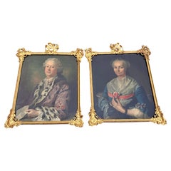 Pareja de retratos al óleo rococó suecos del siglo XVIII
