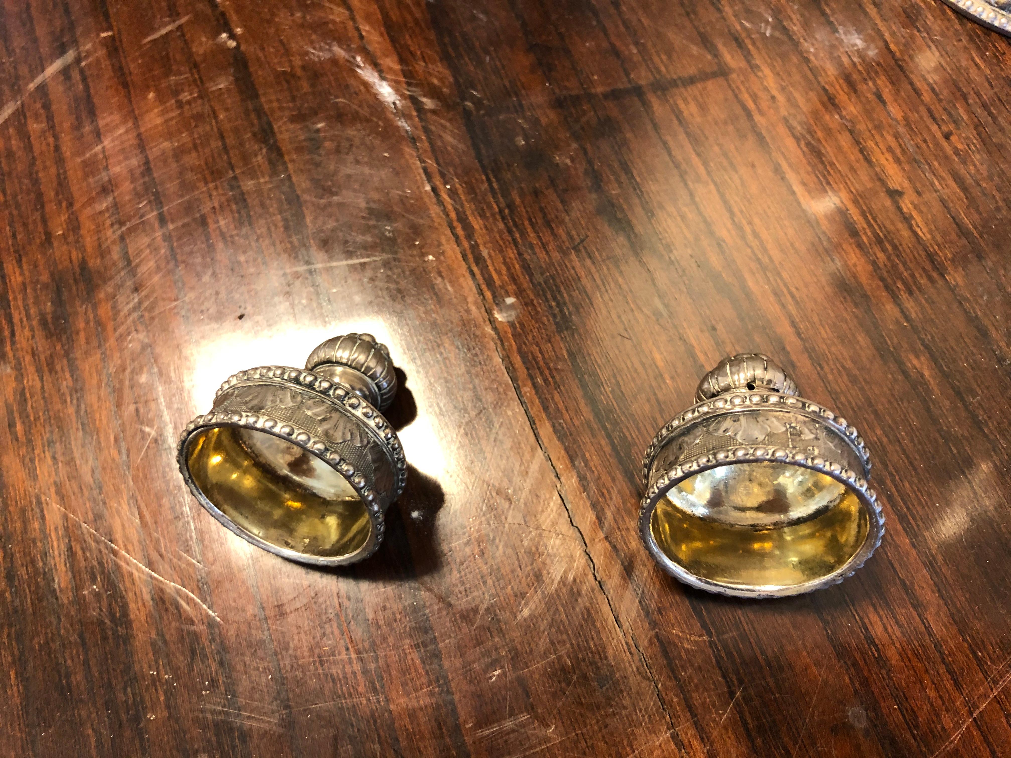 Pair of Swedish, 18th Century Silver-Mounted Cut-Glass Vinegar and Oil Bottles 4