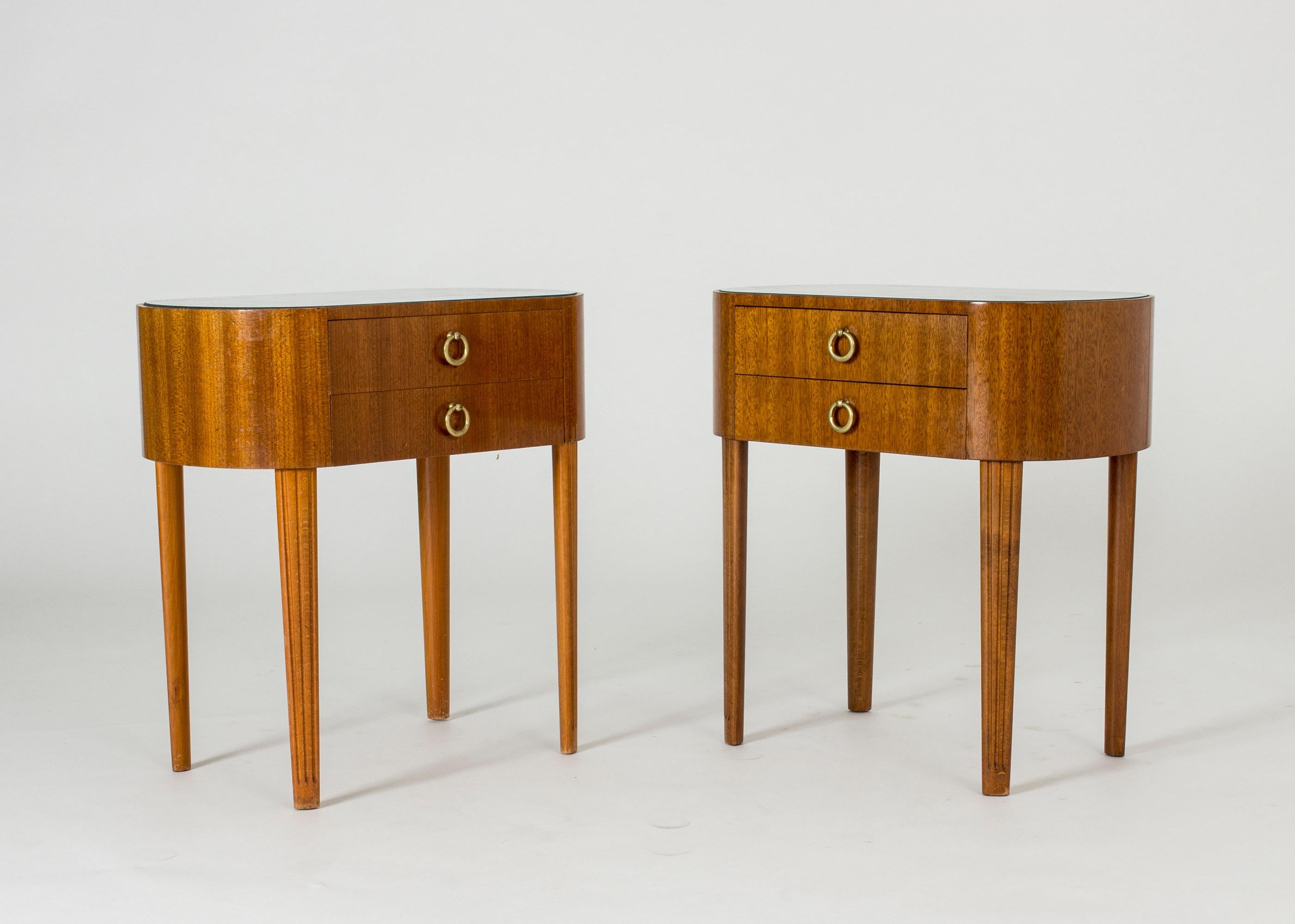 Scandinavian Modern Pair of Swedish 1940s Mahogany Side Tables