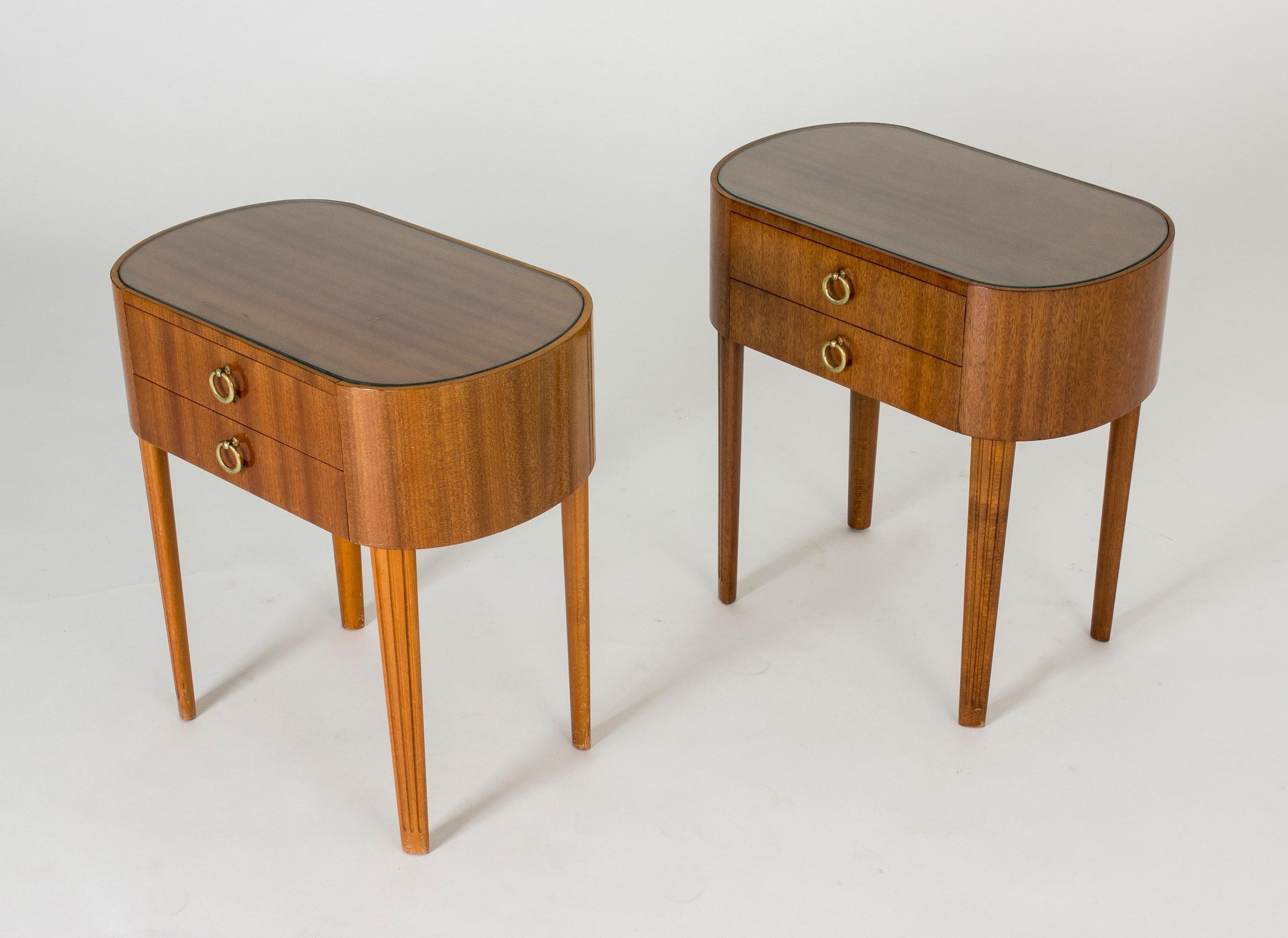 Mid-20th Century Pair of Swedish 1940s Mahogany Side Tables