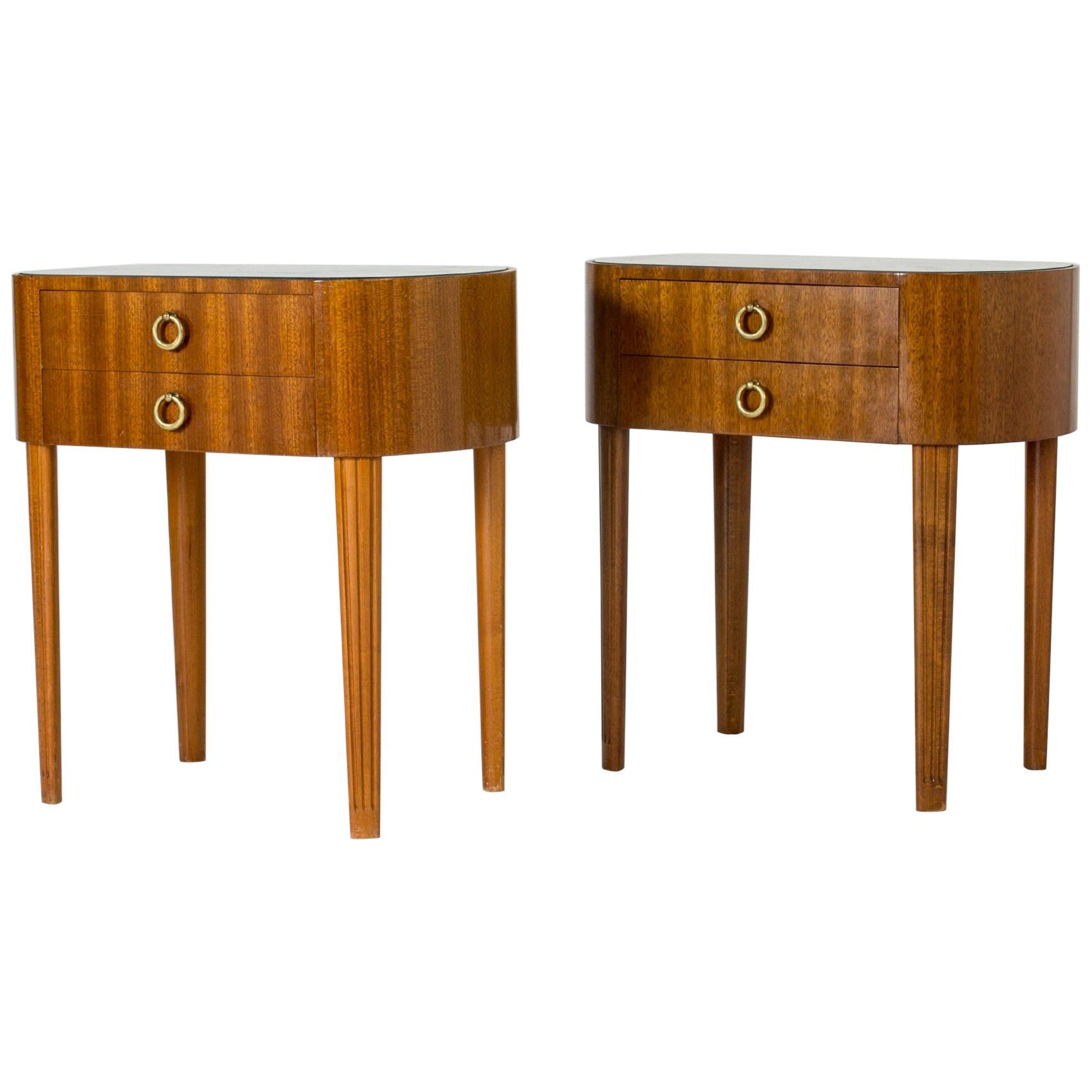 Pair of Swedish 1940s Mahogany Side Tables
