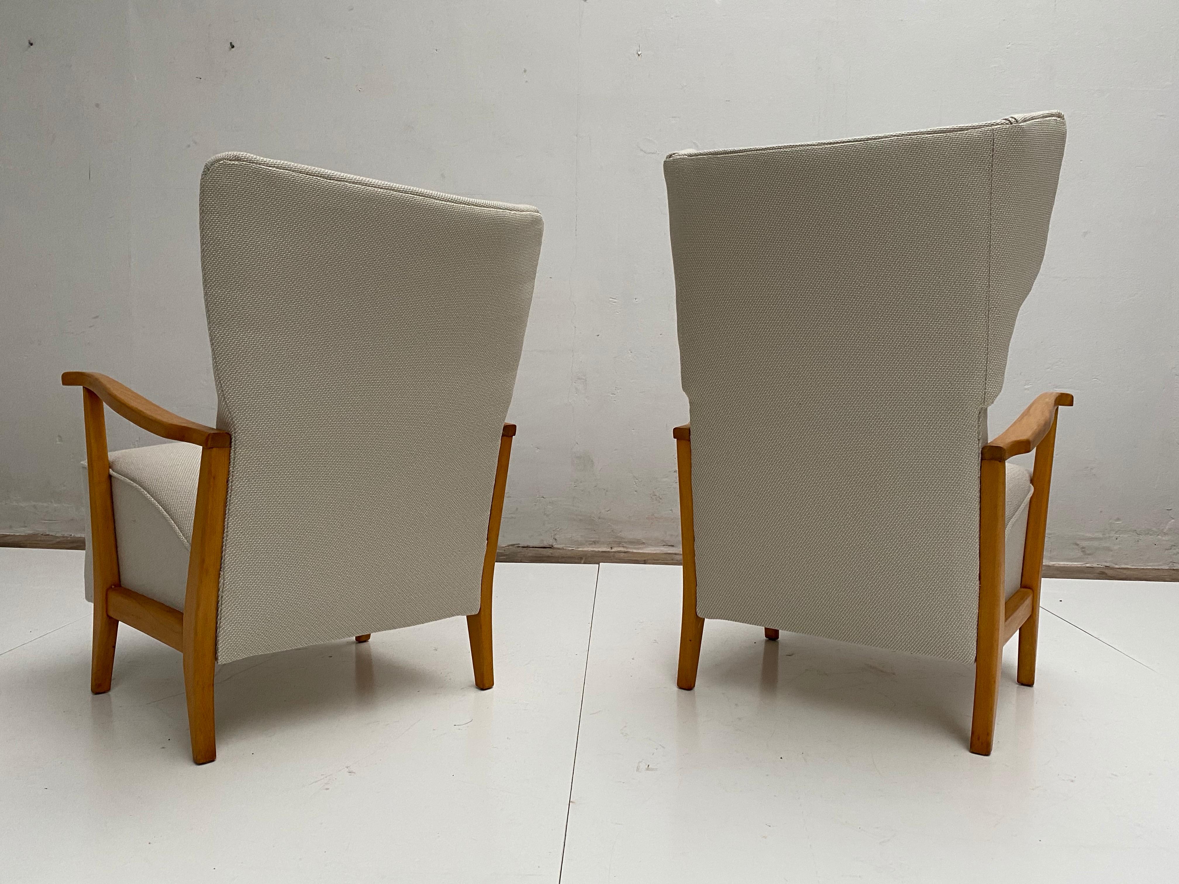 Pair of Swedish 1950s Lounge Chairs Senior Wingback, Lady Chair New Upholstery 3