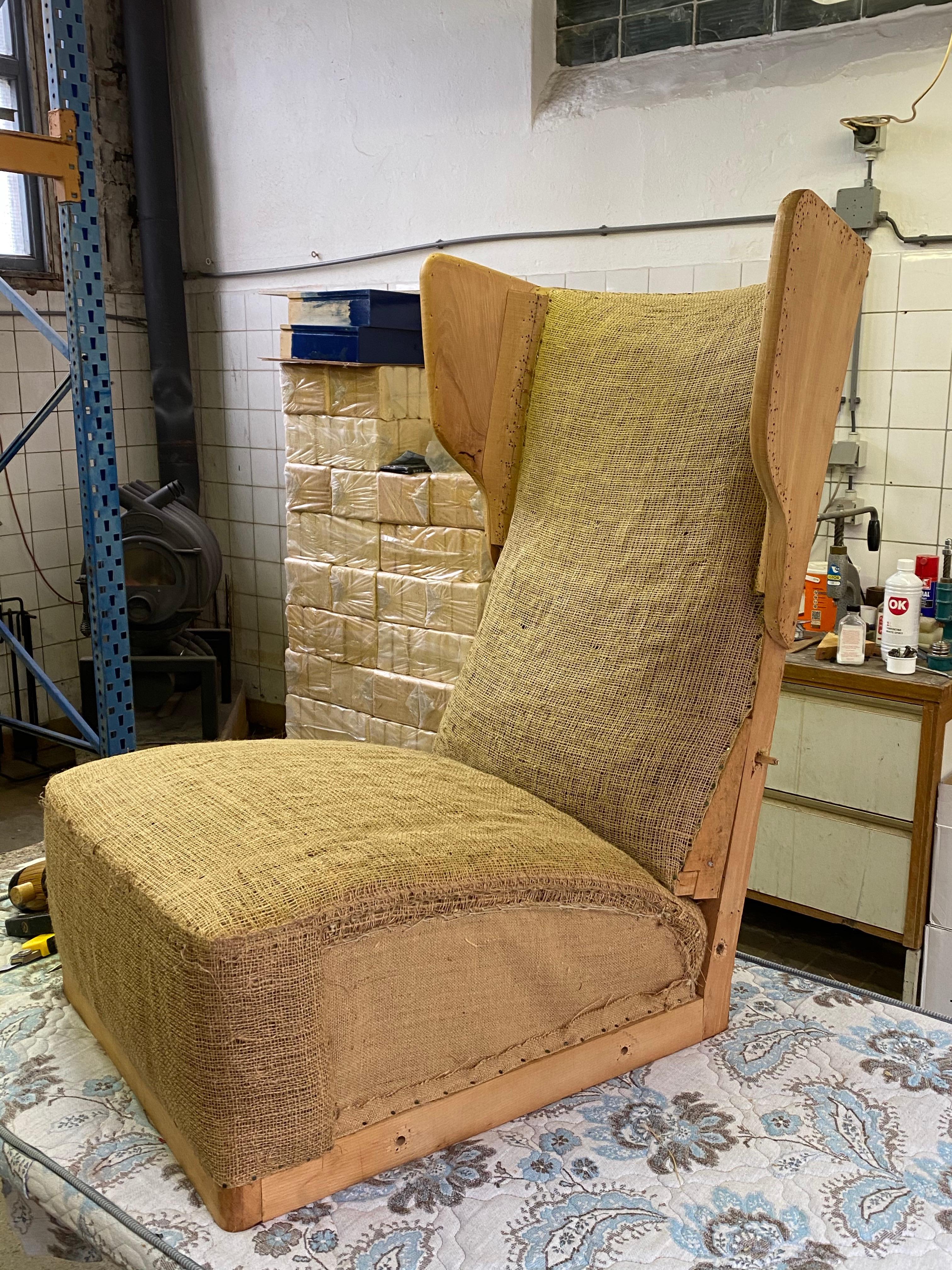 A pair of Swedish 1950s lounge chairs

All the wood is Birch

The chairs were made by skilled craftsmen and upholstery professionals with the Classic upholstery techniques used in the 1950s and made to last (see photo 2 of the stripped wingback
