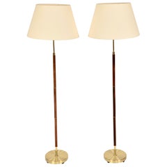 Pair of Swedish 1960s Rosewood and Brass Floorlamps