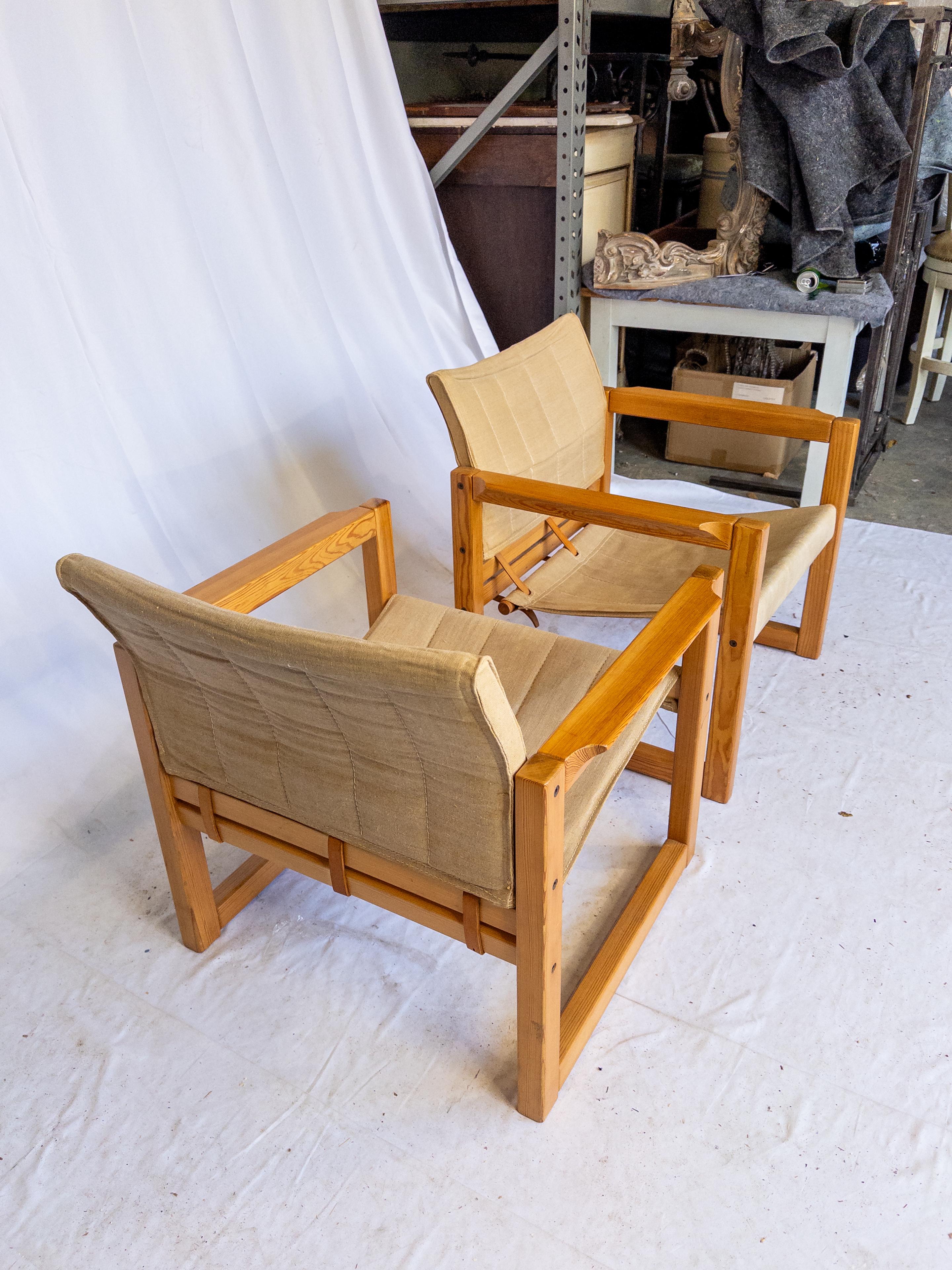 Pair of Swedish 1970's Safari Armchairs by Karin Mobring For Sale 9
