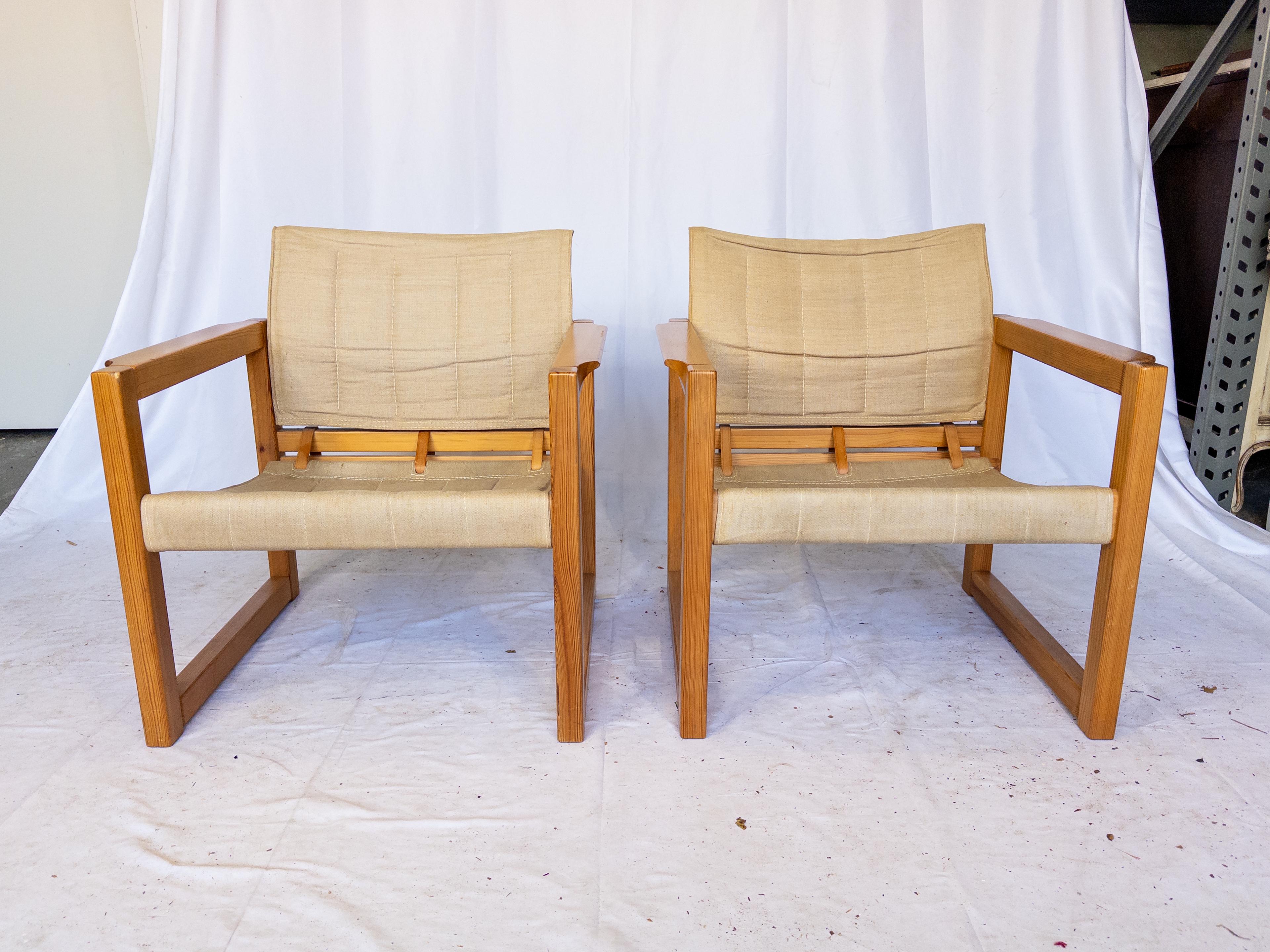 Pair of Swedish 1970's Safari Armchairs by Karin Mobring In Good Condition For Sale In Houston, TX
