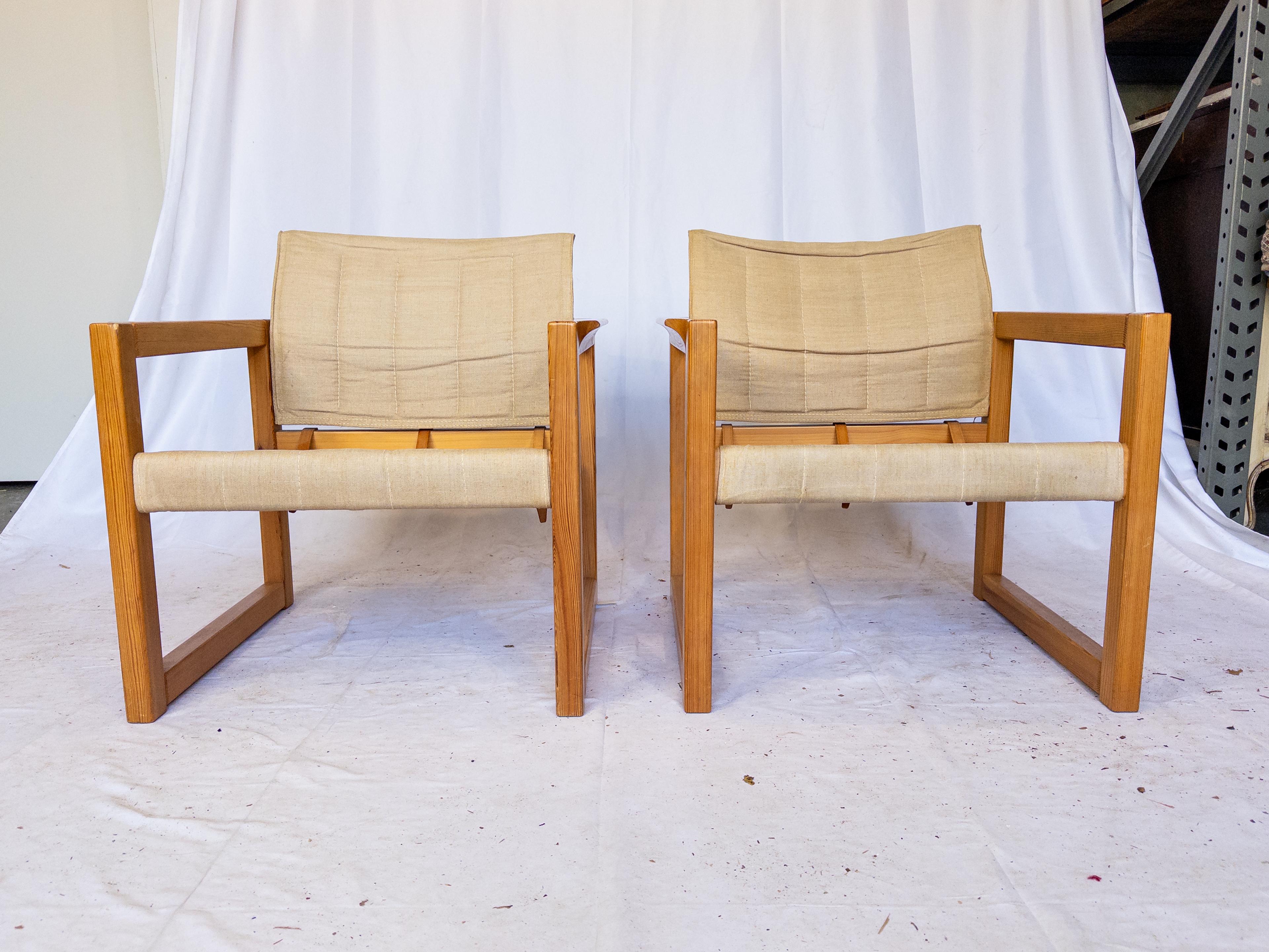 Late 20th Century Pair of Swedish 1970's Safari Armchairs by Karin Mobring For Sale