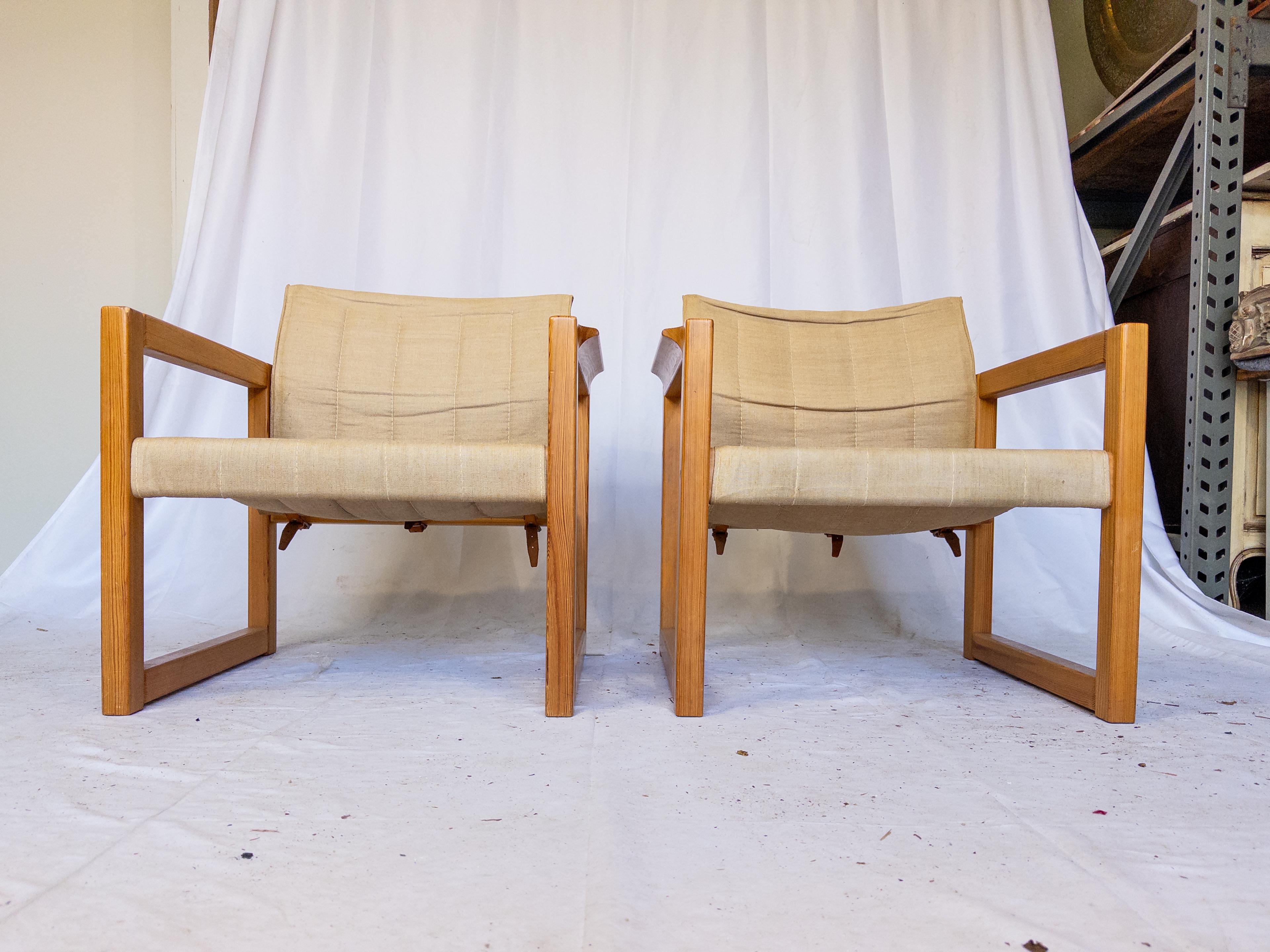 Fabric Pair of Swedish 1970's Safari Armchairs by Karin Mobring For Sale