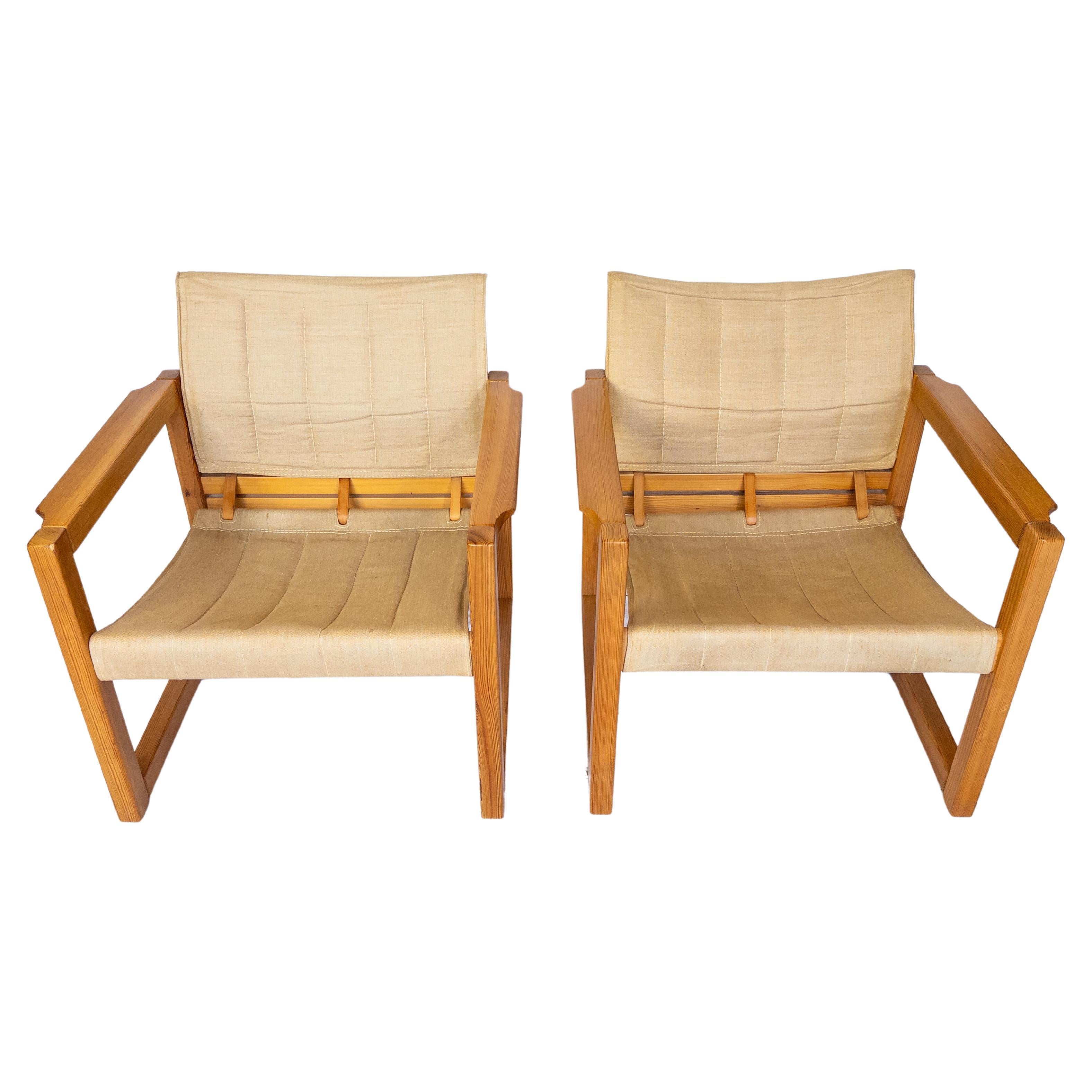 Pair of Swedish 1970's Safari Armchairs by Karin Mobring For Sale