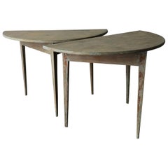 Pair of Swedish 19th Century Demilune Tables