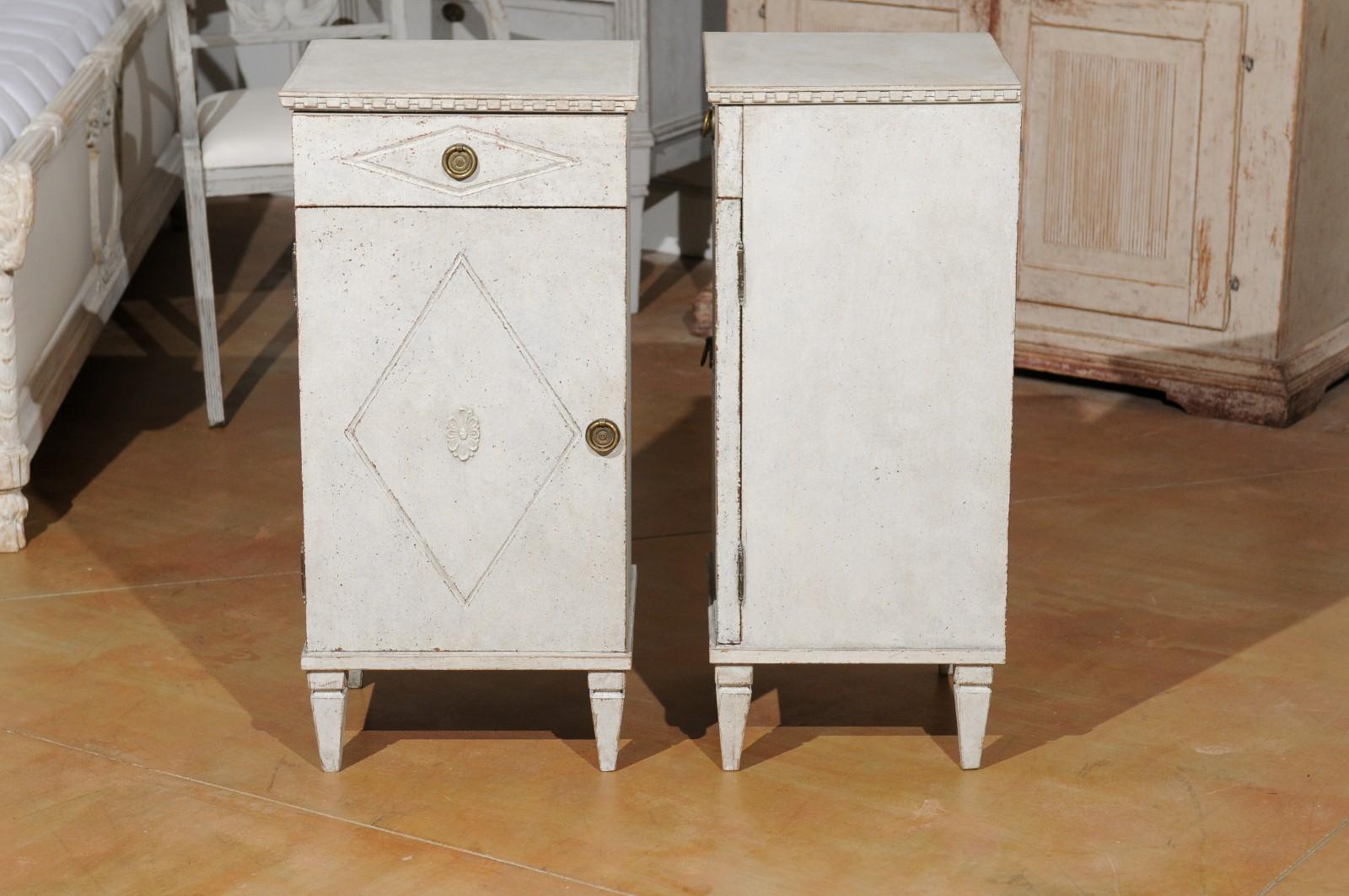 Pair of Swedish 19th Century Gustavian Style Nightstands with Drawers and Doors 5