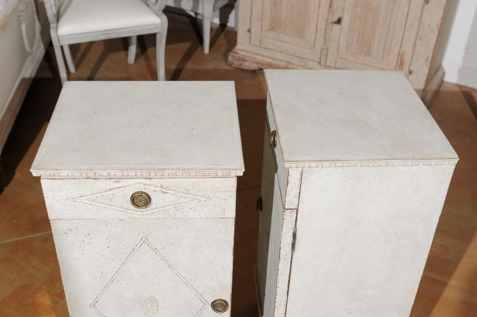 Pair of Swedish 19th Century Gustavian Style Nightstands with Drawers and Doors 6