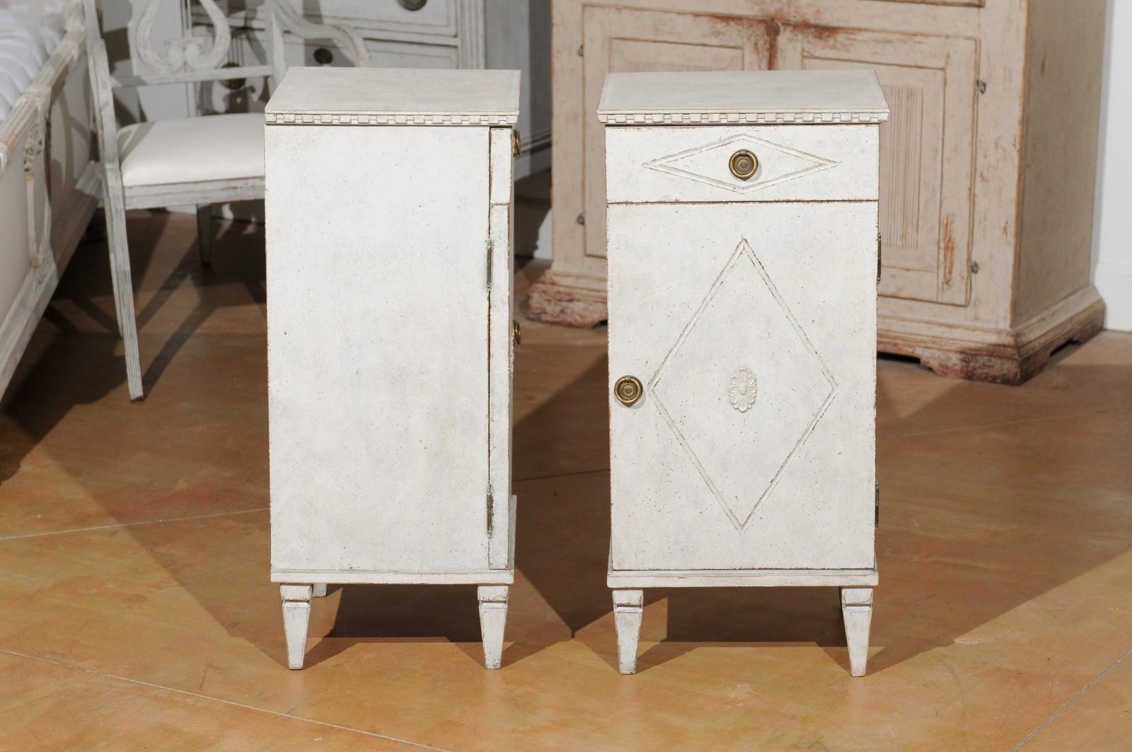 Pair of Swedish 19th Century Gustavian Style Nightstands with Drawers and Doors 2