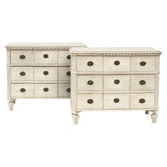 Pair of Swedish 19th Century Gustavian Style Painted Breakfront Chests