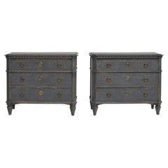 Pair of Swedish 19th Century Gustavian Style Painted Commodes