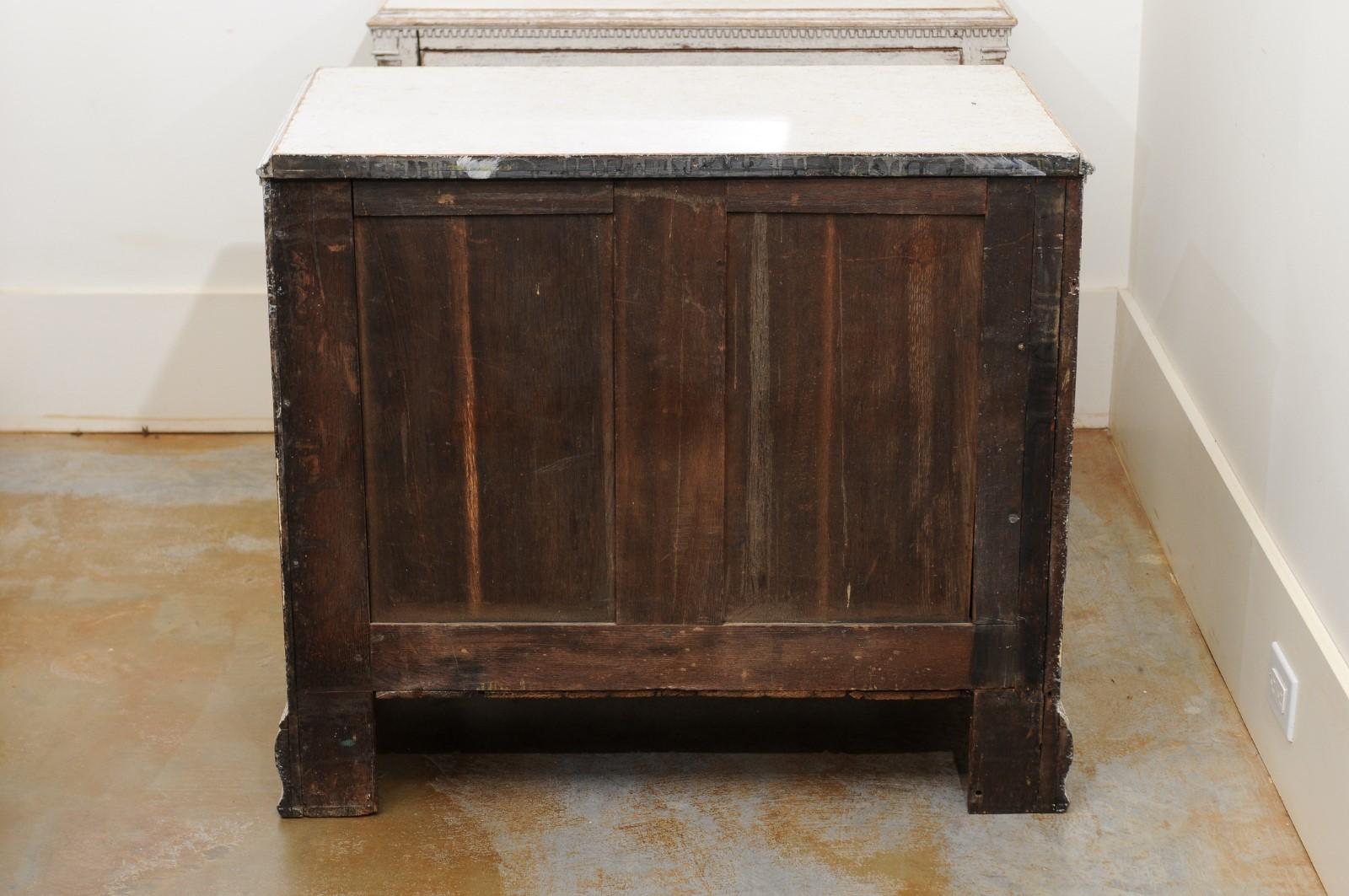 Pair of Swedish 19th Century Painted Three-Drawer Chests with Semi Columns 4