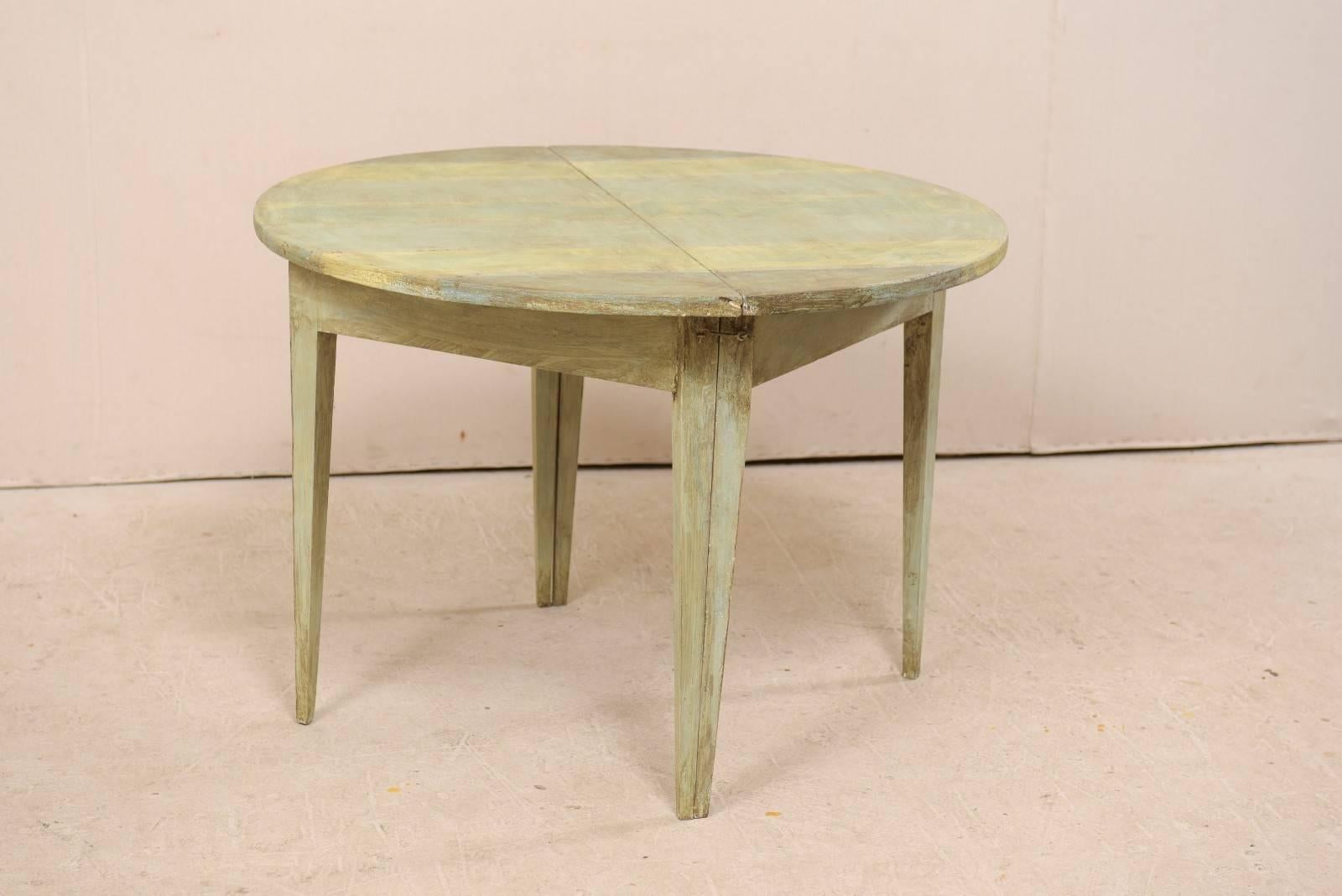 Pair of Swedish 19th Century Painted Wood Demilune Tables 6