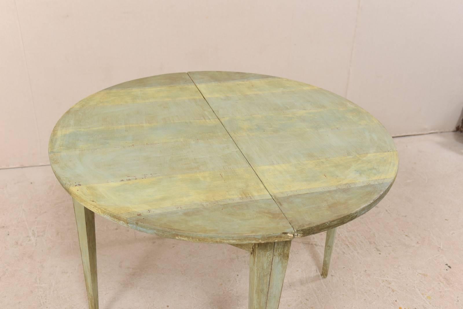 Pair of Swedish 19th Century Painted Wood Demilune Tables 3
