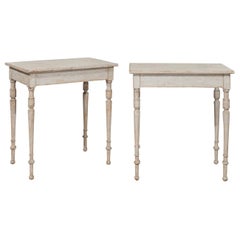 Pair of Swedish 19th Century Tables with Turned Legs and Distressed Finish Antique Pair of Swedish 19th Century Tables with Turned Legs and Distressed Finish