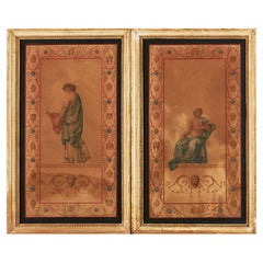 Pair of Swedish 19th Century Watercolors in Pompeian style. 