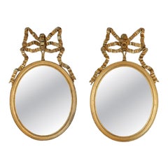 Pair of Swedish 20th Century Ribbon-Crested Mirrors