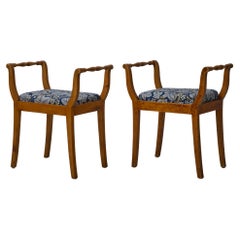 Pair of Swedish Antique Taboret Stools from the Empire Period in Yellow Birch