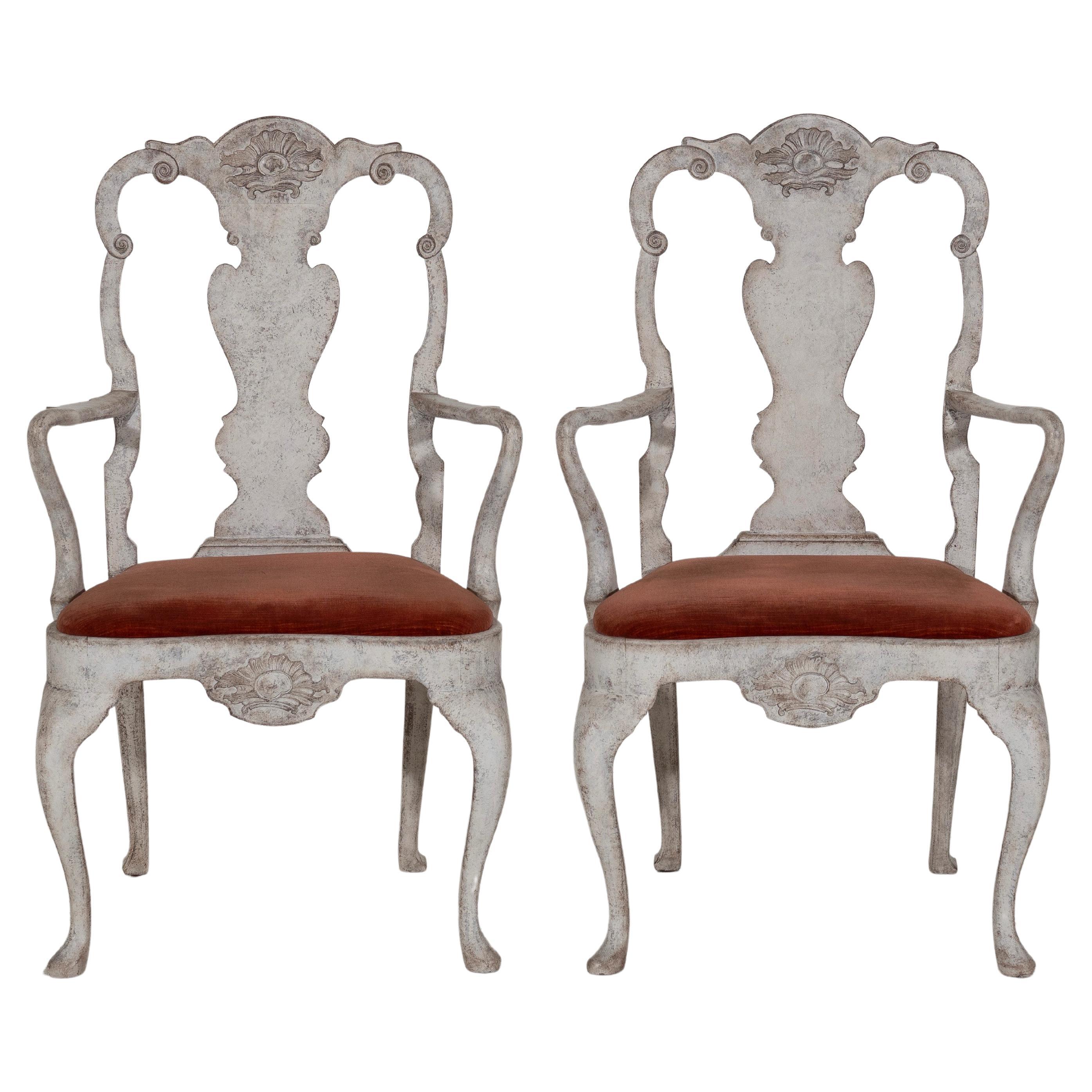 Pair of Swedish armchairs, 19th C. For Sale
