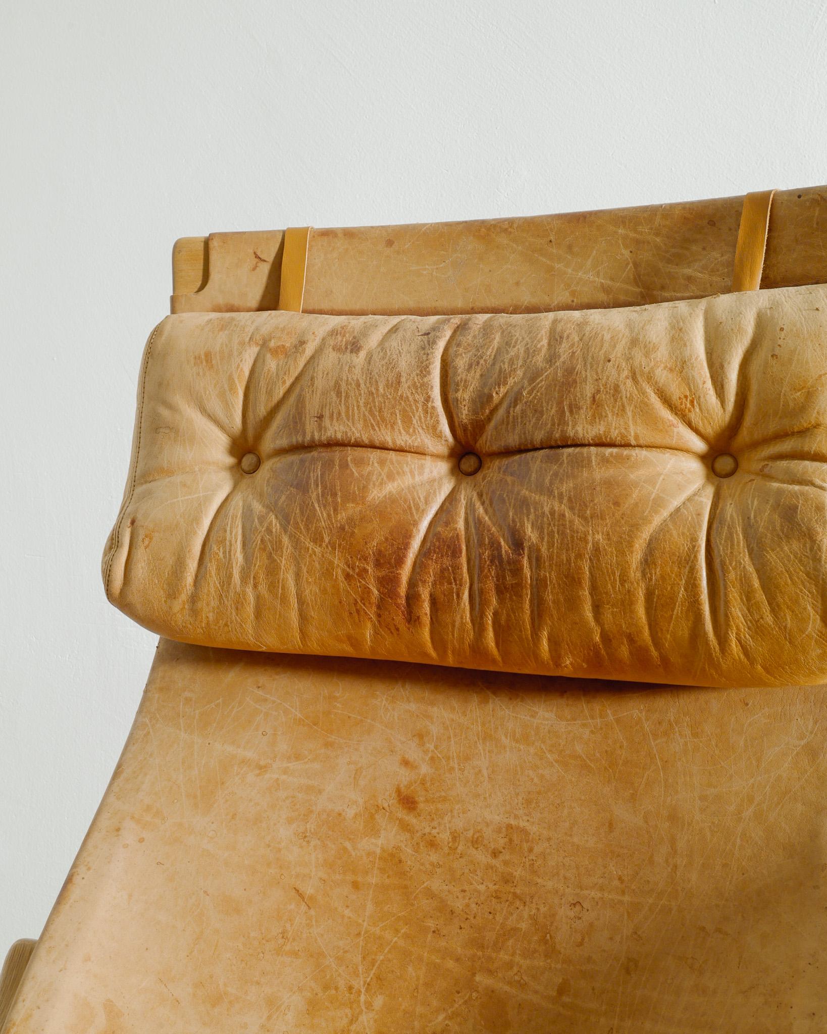 Fin du 20e siècle Paire de fauteuils suédois Pernilla de Bruno Mathsson en bouleau et cuir, 1973 en vente