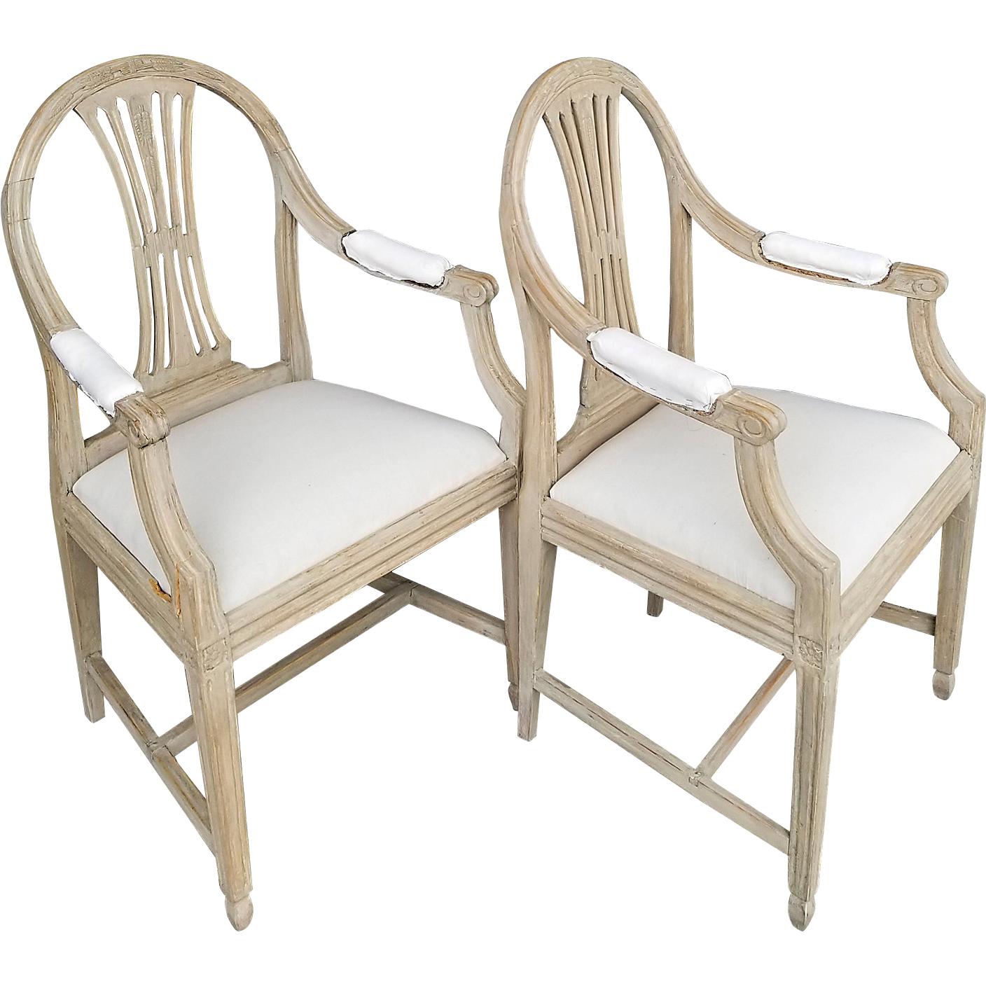 Pair of Swedish Armchairs with Wheat Sheaf Motif
