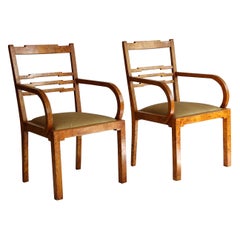 Antique Pair of Swedish Art Deco Armchairs in Birch Root, Early 20th Century