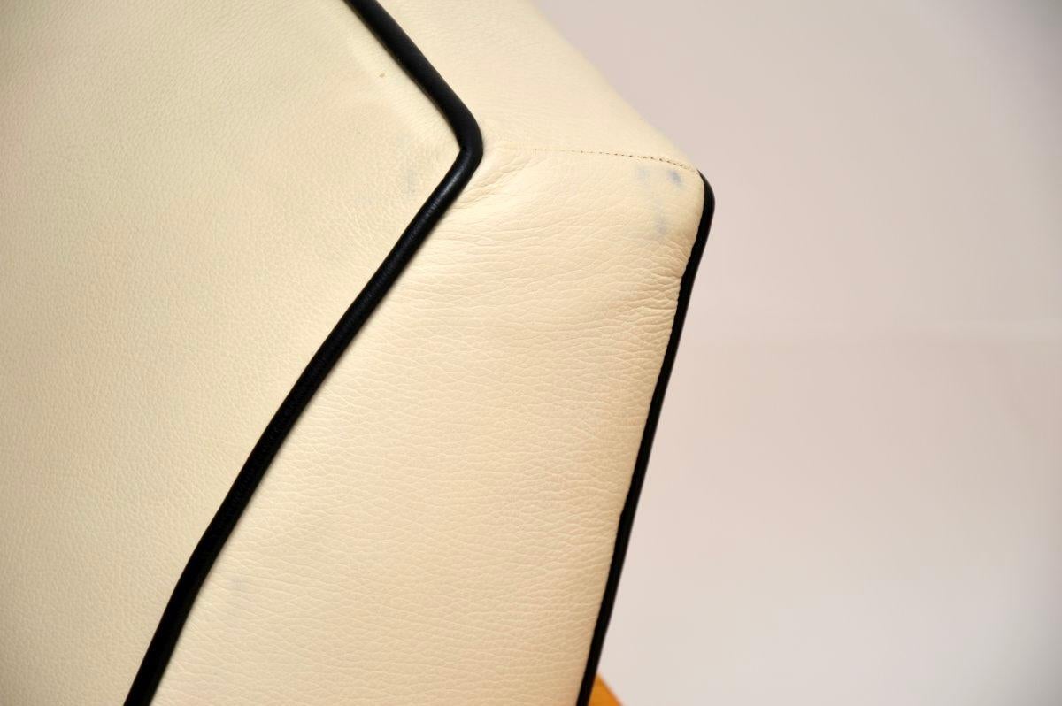 Pair of Swedish Art Deco Armchairs in Leather and Satin Birch For Sale 11