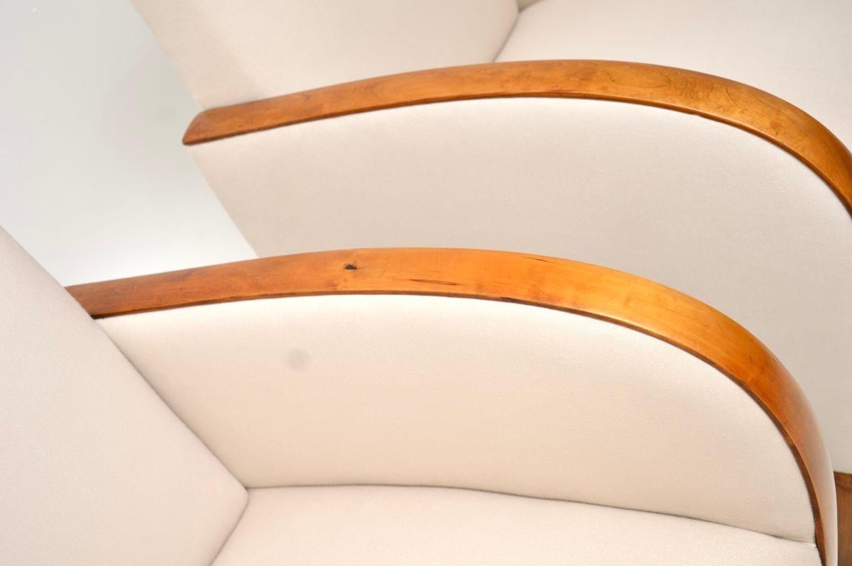 Pair of Swedish Art Deco Armchairs in Satin Birch en vente 3