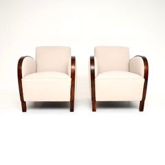 Pair of Swedish Art Deco Armchairs in Satin Birch