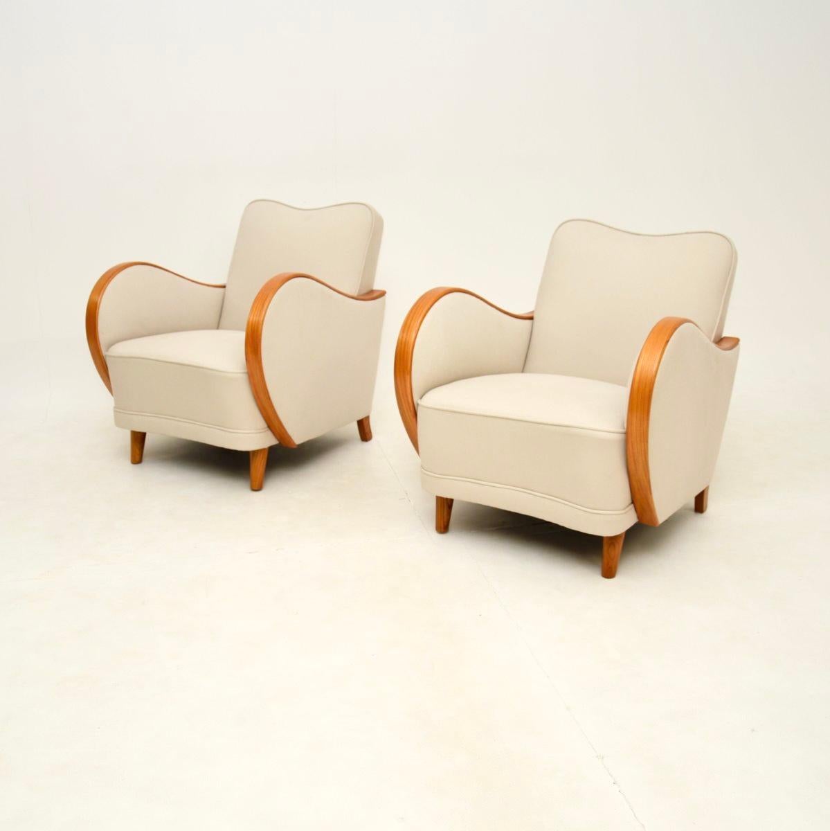 Art déco Paire de fauteuils Art Déco suédois en bouleau satiné en vente