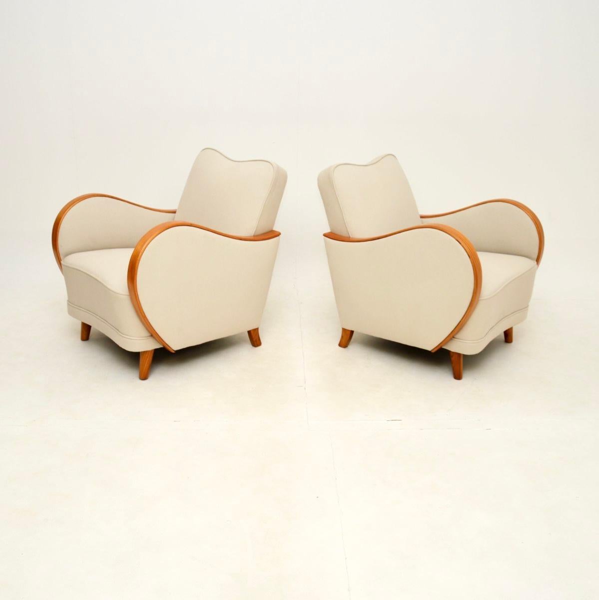 Suédois Paire de fauteuils Art Déco suédois en bouleau satiné en vente