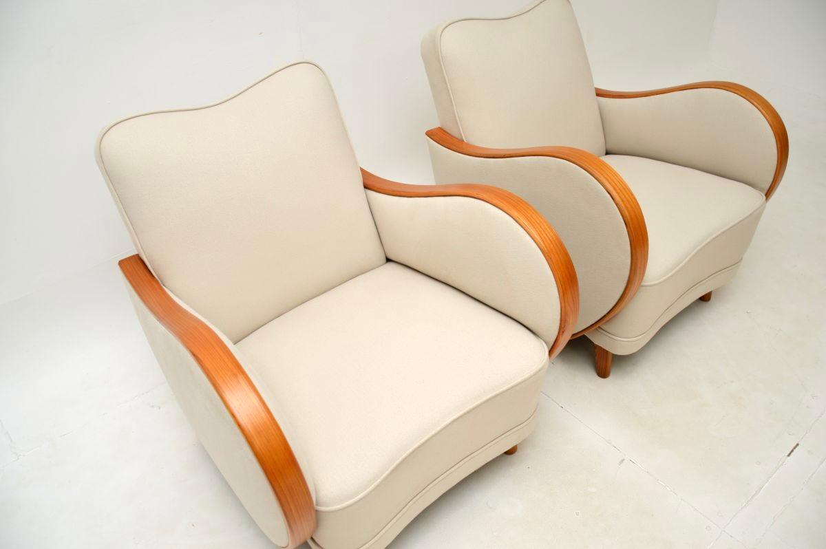 Début du 20ème siècle Paire de fauteuils Art Déco suédois en bouleau satiné en vente