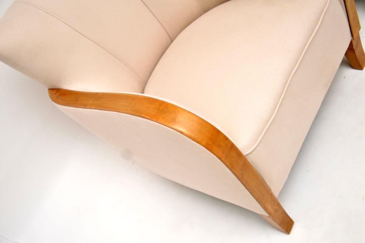 Coton Paire de fauteuils Art Déco suédois en bouleau satiné en vente