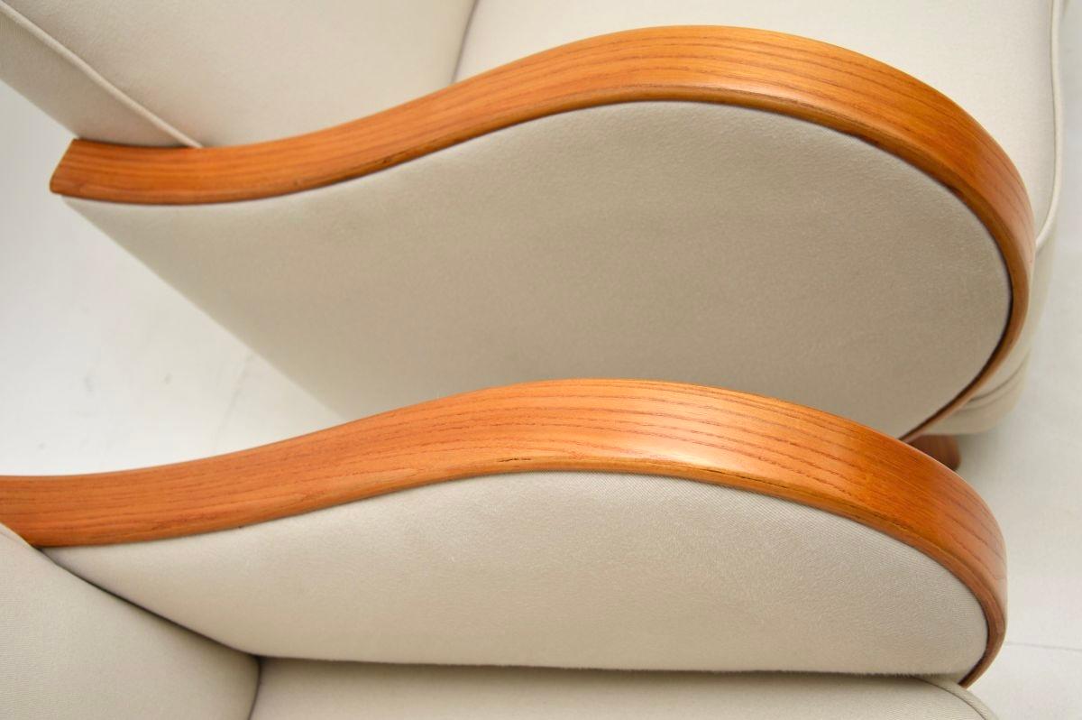 Paire de fauteuils Art Déco suédois en bouleau satiné en vente 1