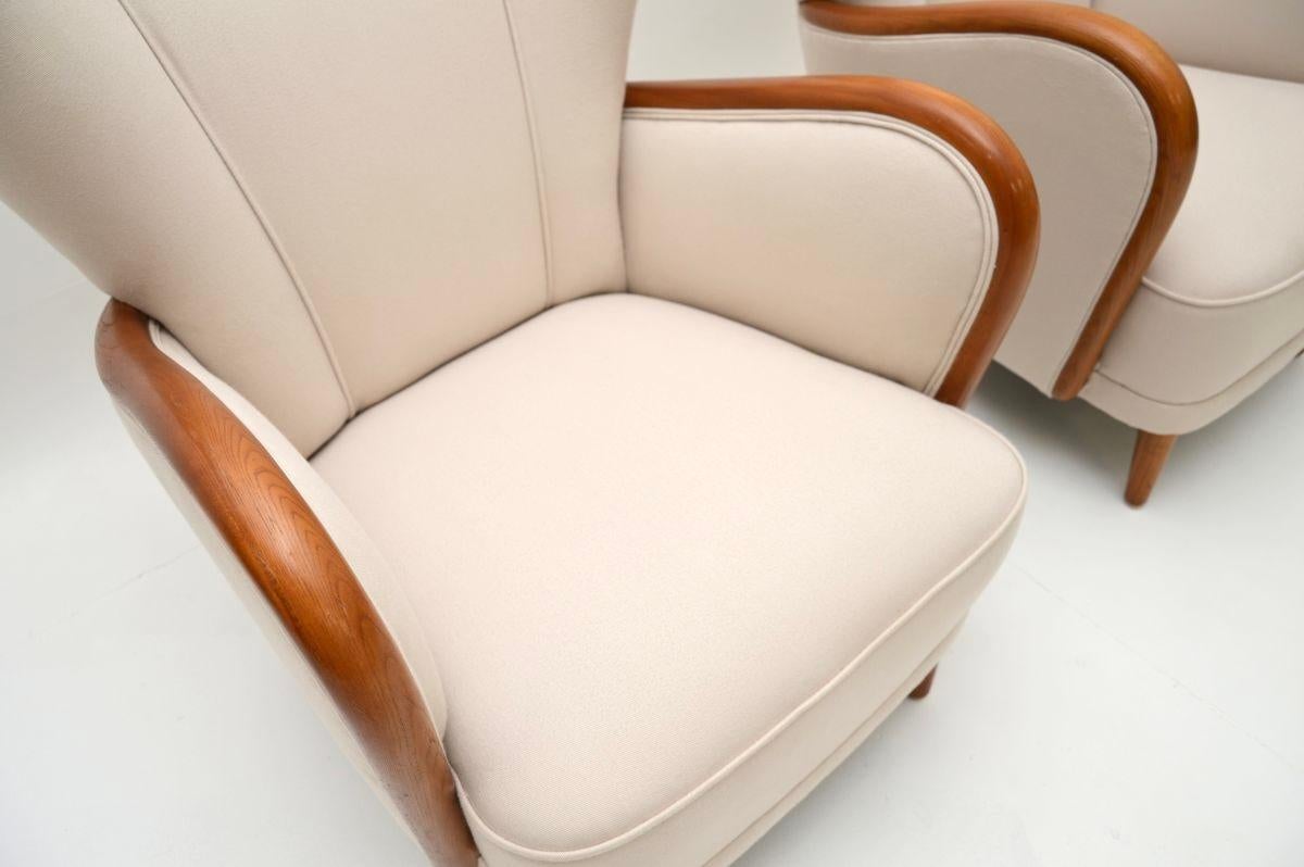 Schwedische Art-Déco-Sessel aus satinierter Birke, Paar im Angebot 2
