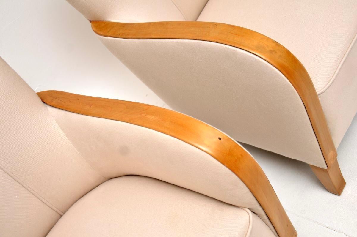 Paire de fauteuils Art Déco suédois en bouleau satiné en vente 1