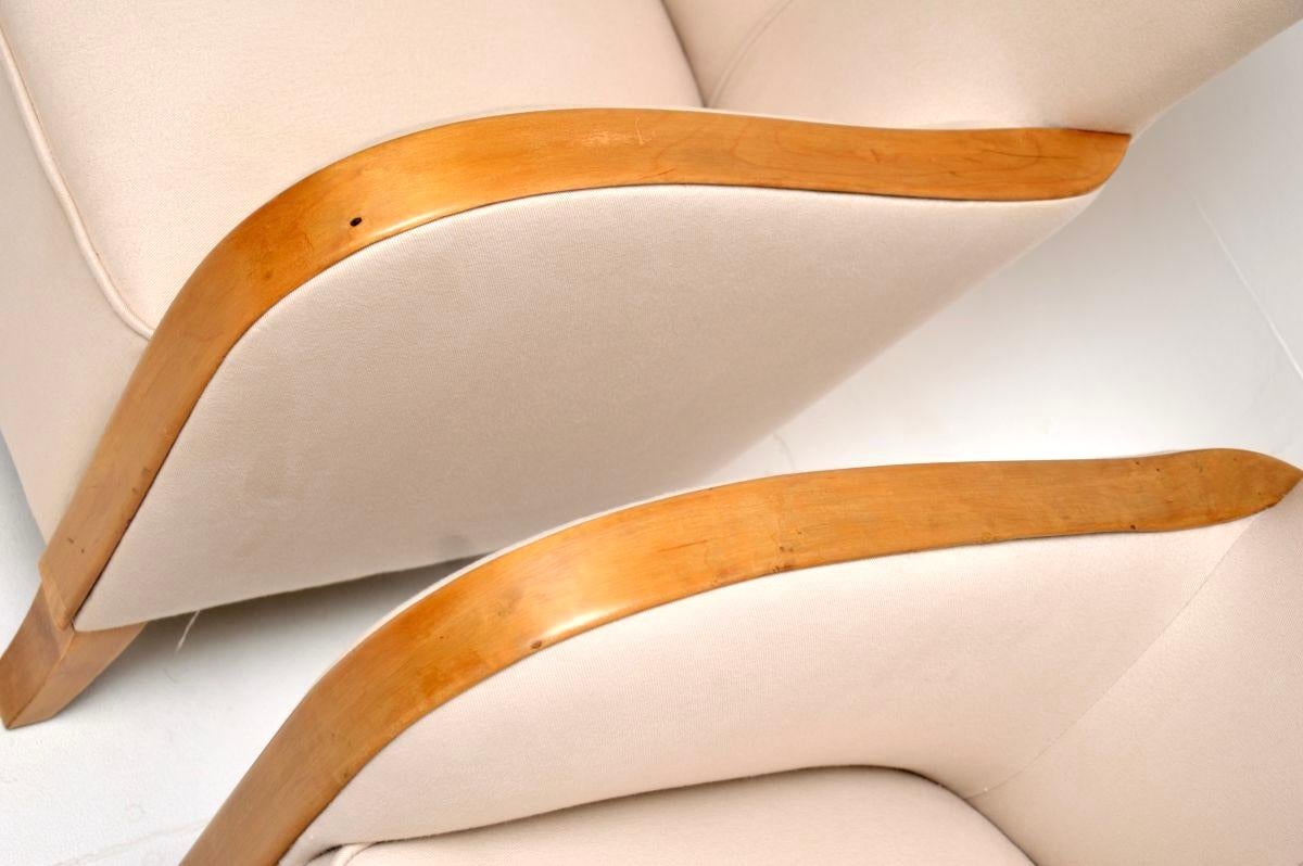 Paire de fauteuils Art Déco suédois en bouleau satiné en vente 2