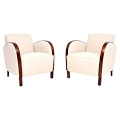 Pair of Swedish Art Deco Armchairs in Satin Birch